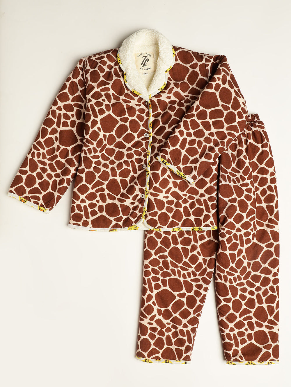 Cute Giraffe Warm Sherpa Nightwear Pj Set