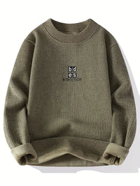 Clothic™ Minimal Embroidered Knit Sweater – Olive Green
