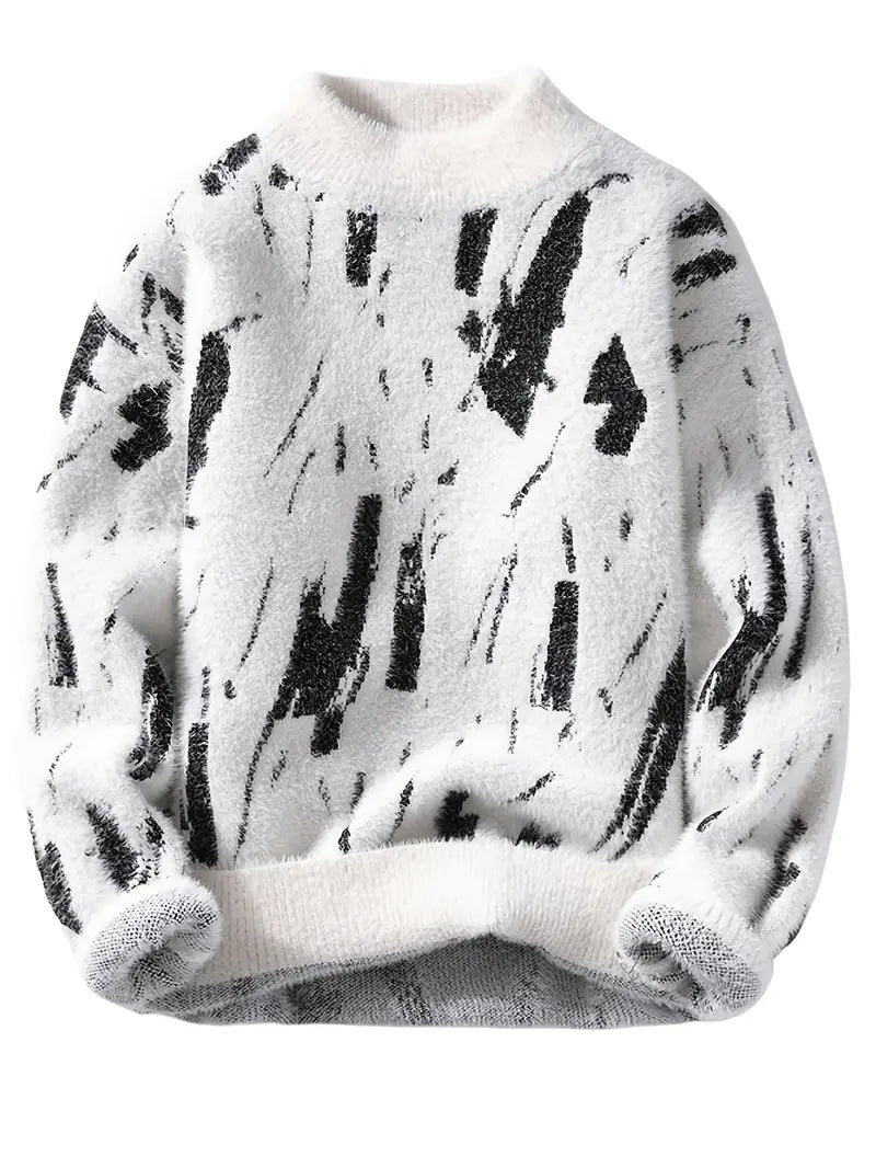 Clothic™ Abstract Black & White Knitted Sweater