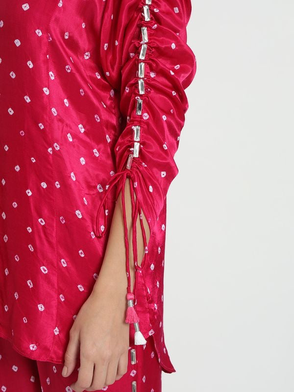 Cerise Pure Bandhani Co-Ord Set