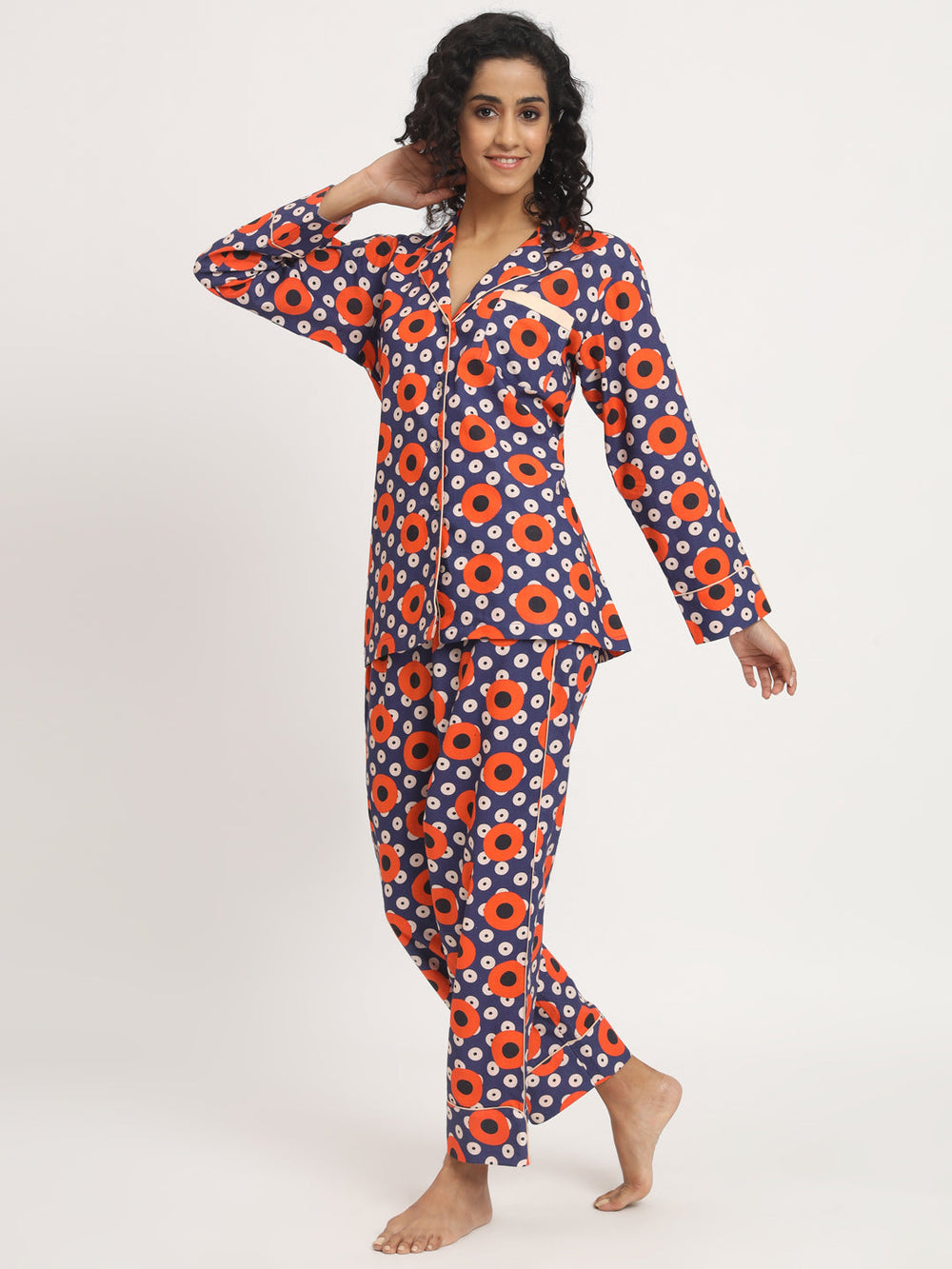 Retro Art Printed Pj Set Nightwear