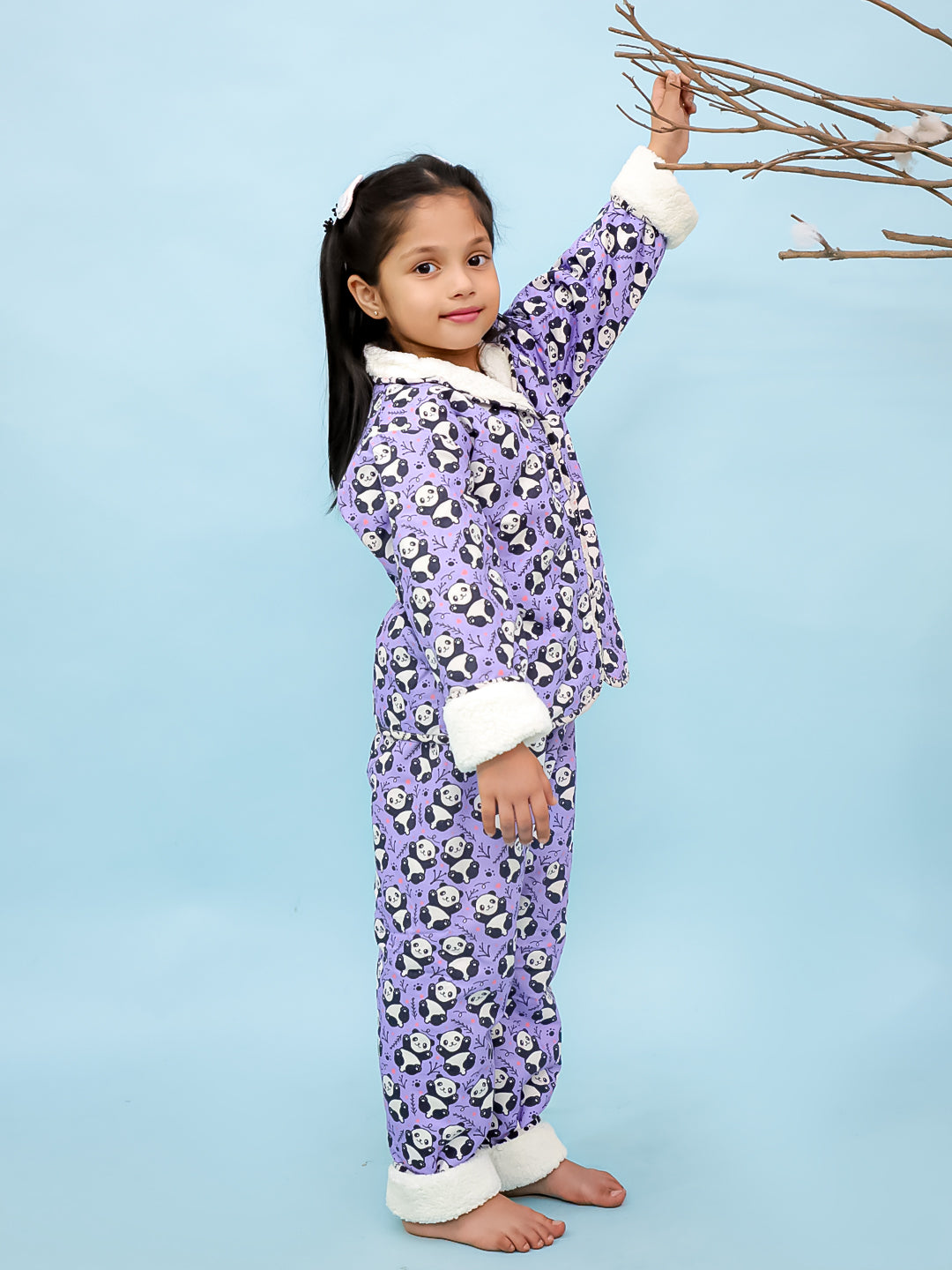 Panda Art Warm Sherpa Nightwear Pj Set