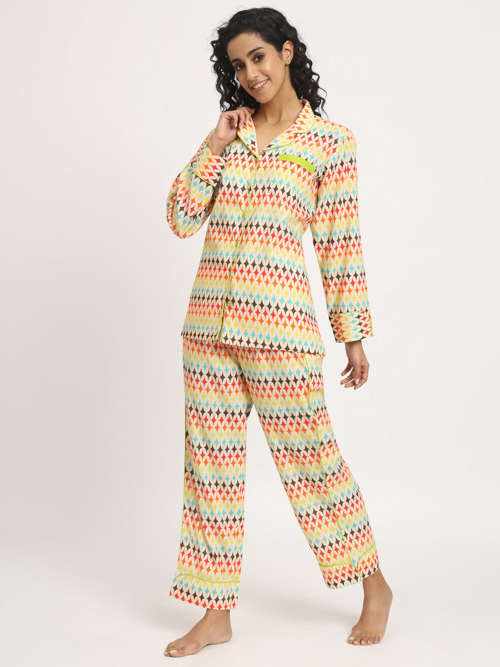 Colour Affair Printed Pj Set Nightwear