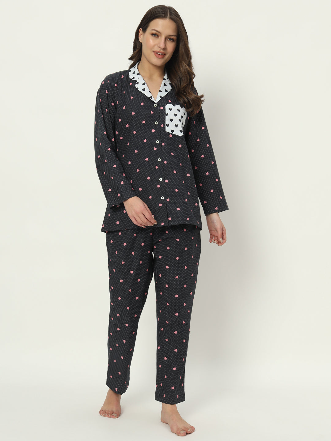 My heart beats for u! Cotton PJ Set Nightwear