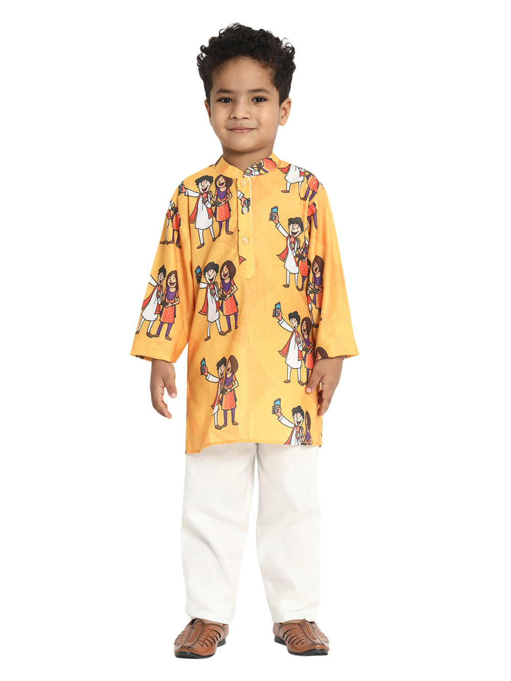 Sweetness of Relationship Rakhi Print Pajama Kurta Set