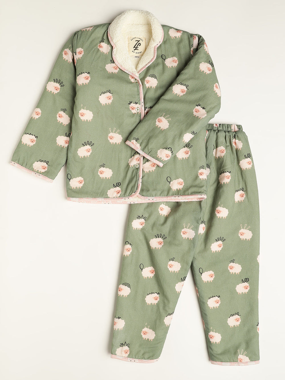 Baa Baa White Sheep Warm Sherpa Nightwear Pj Set