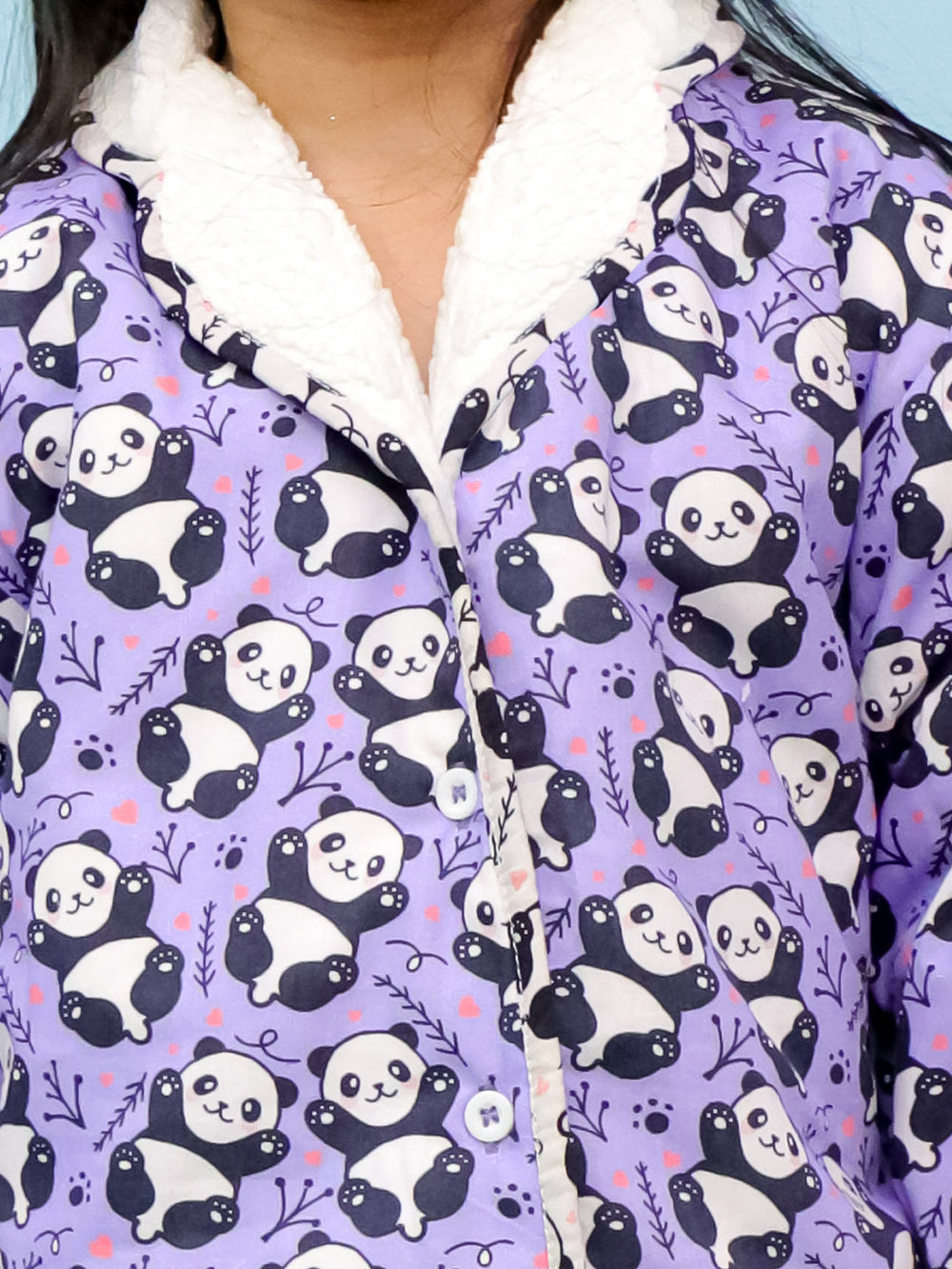 Panda Art Warm Sherpa Nightwear Pj Set