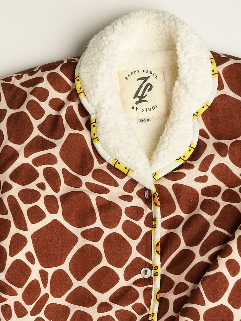 Cute Giraffe Warm Sherpa Nightwear Pj Set