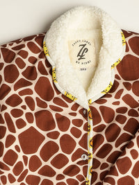 Cute Giraffe Warm Sherpa Nightwear Pj Set