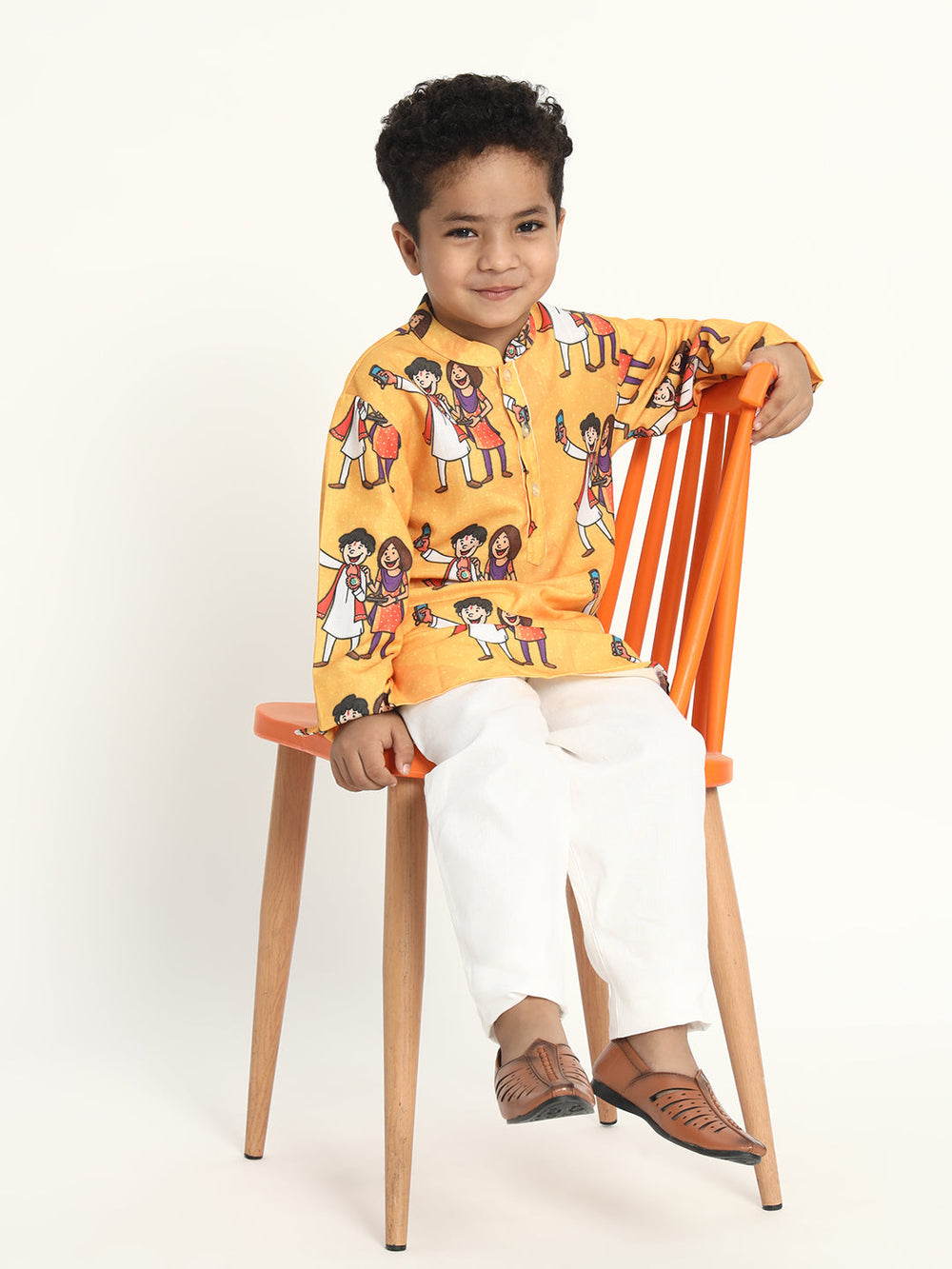 Sweetness of Relationship Rakhi Print Pajama Kurta Set