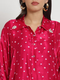 Cerise Pure Bandhani Co-Ord Set