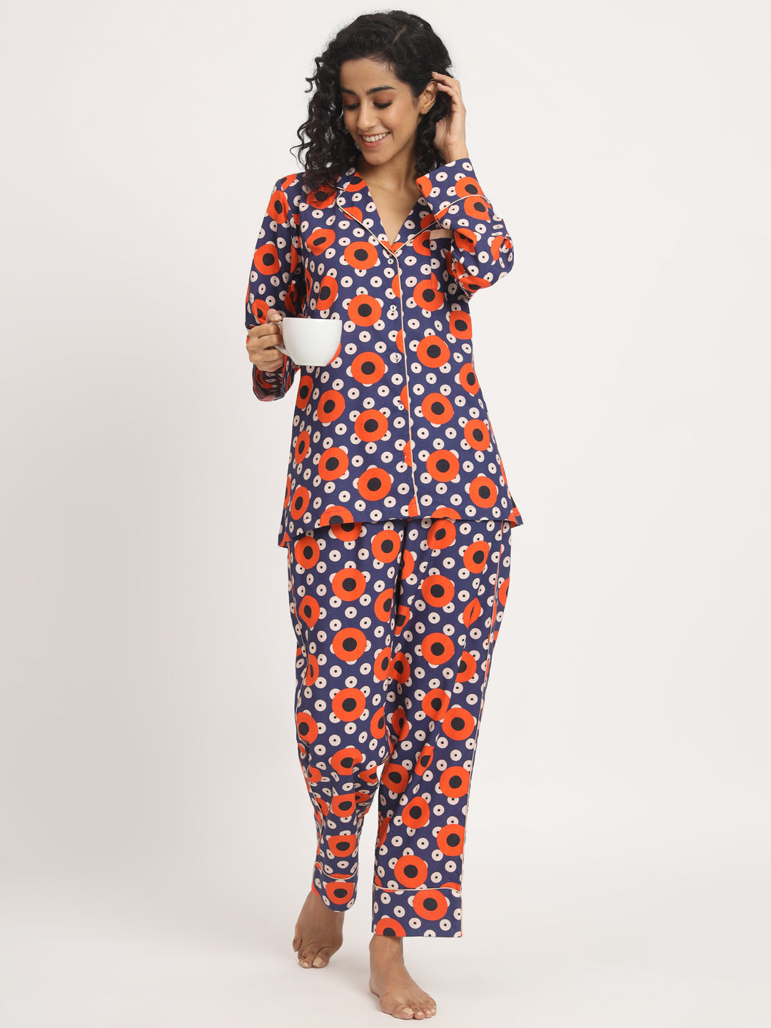 Retro Art Printed Pj Set Nightwear