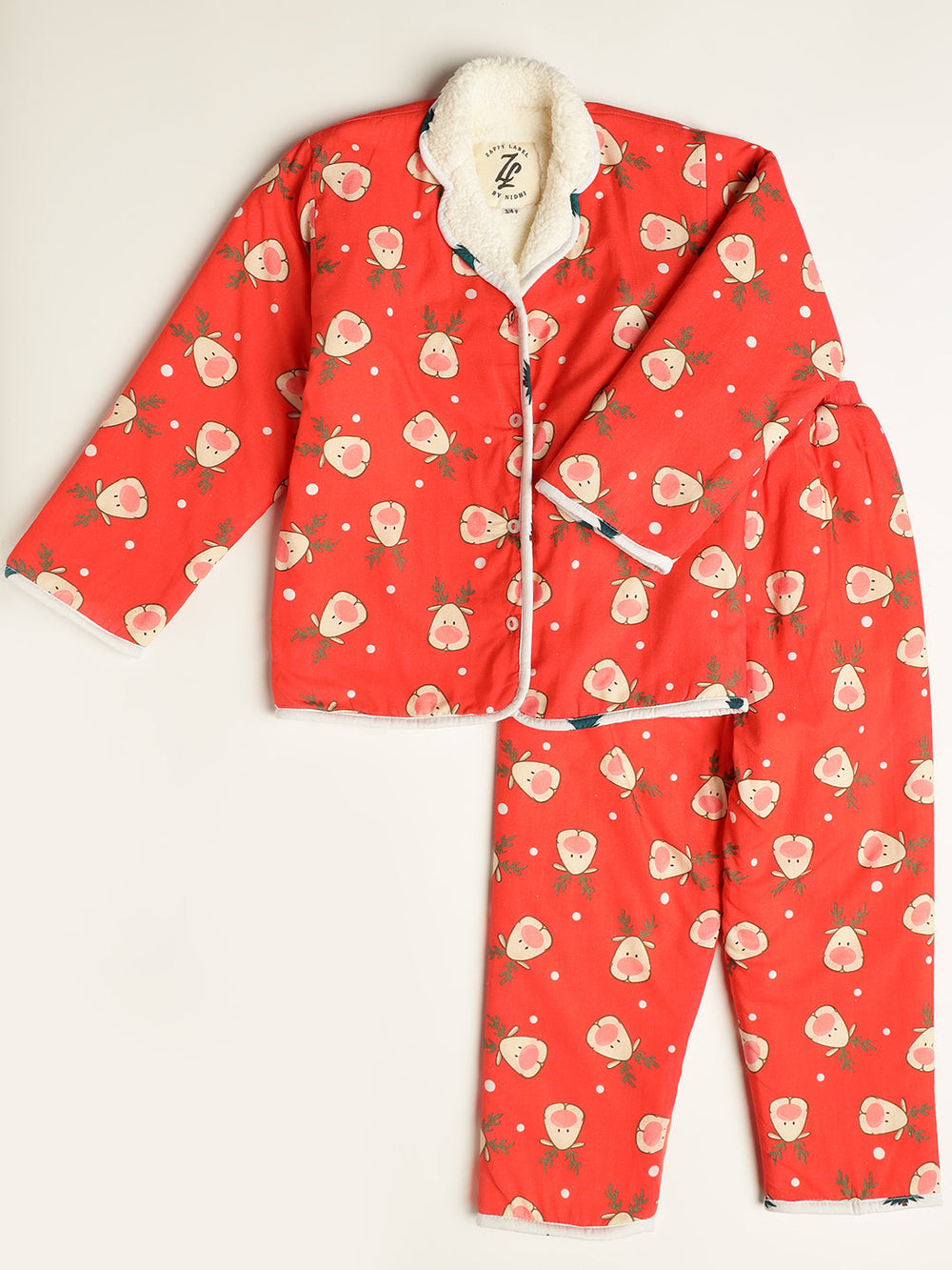 Christmas Reindeer Warm Sherpa Nightwear Pj Set