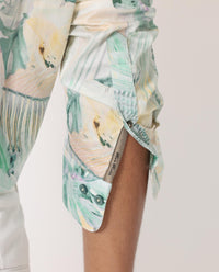 Rare Rabbit Men's Edro Offwhite Cotton Tropical Print Regular Fit Full Sleeve Collared Shirt