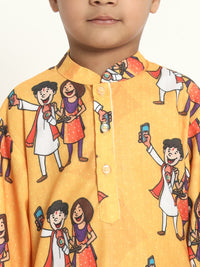 Sweetness of Relationship Rakhi Print Pajama Kurta Set