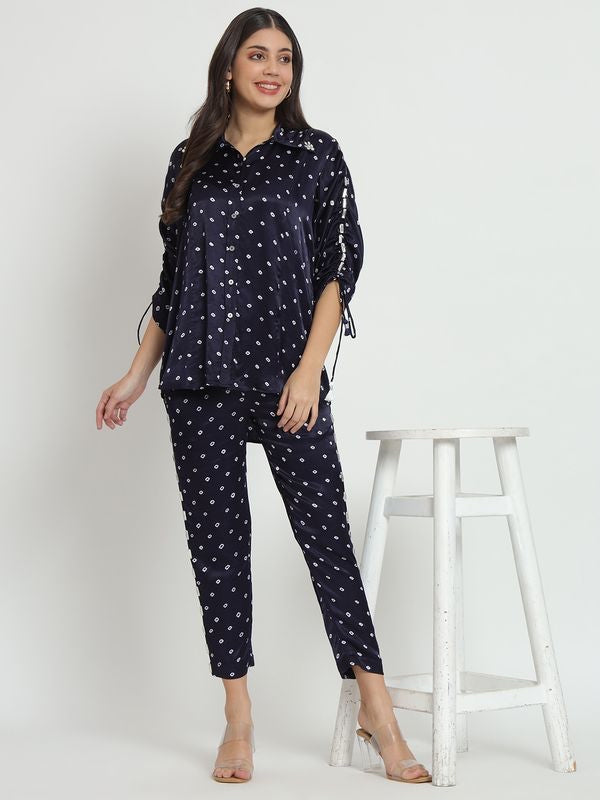 Imperial Blue Pure Bandhani Co-Ord Set