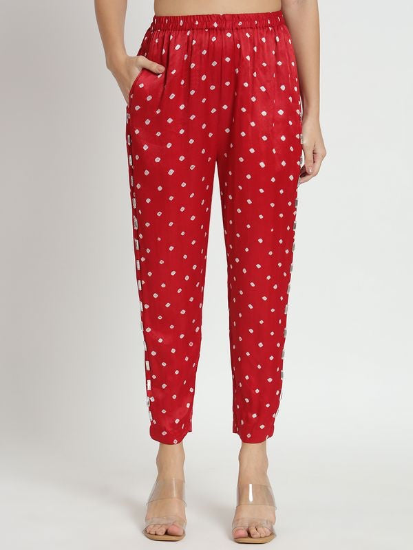 Chilly Red Pure Bandhani Co-Ord Set