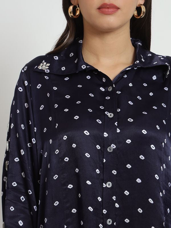 Imperial Blue Pure Bandhani Co-Ord Set