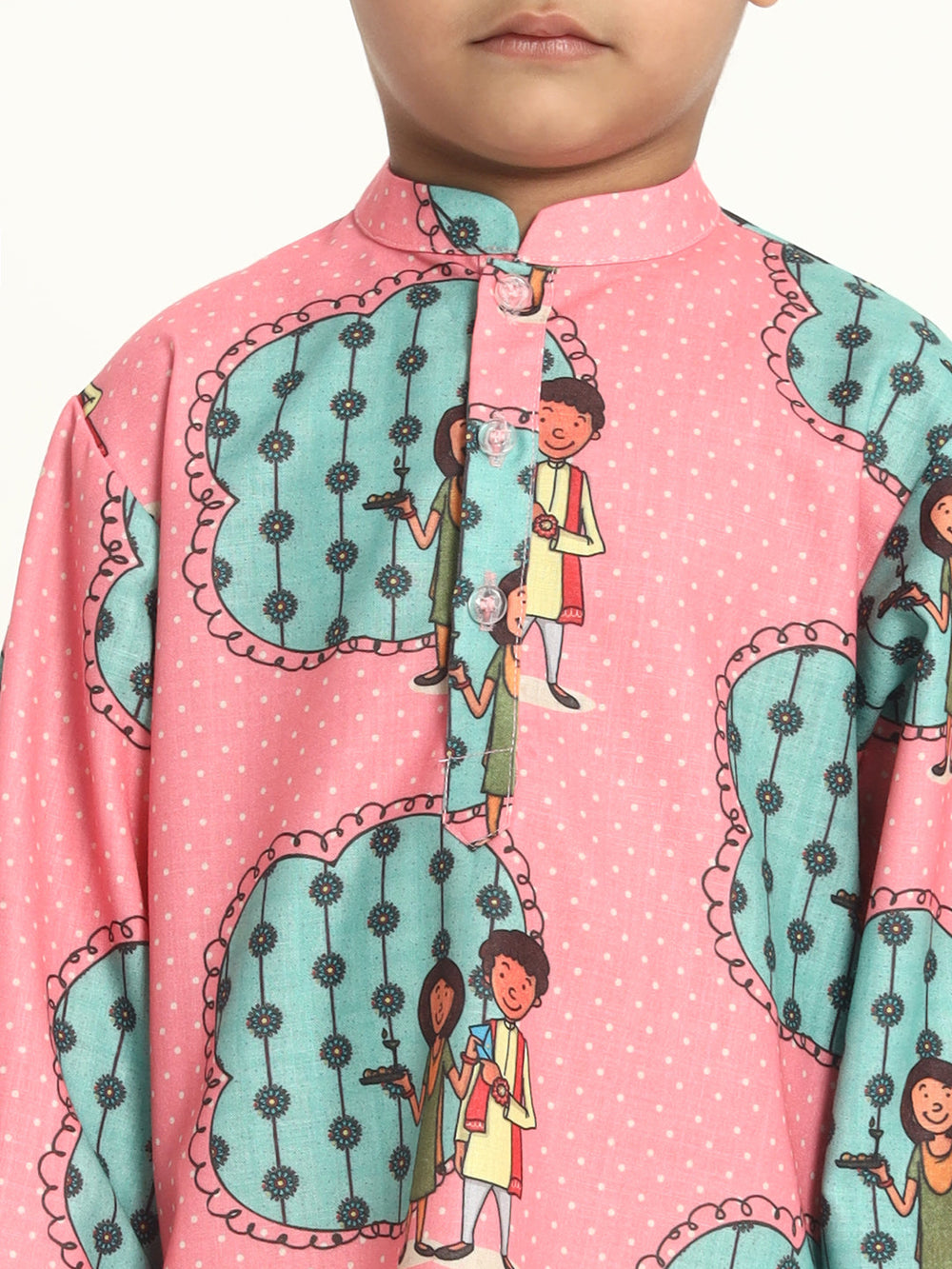 Thread Of Love Rakhi Print Pajama Kurta Set