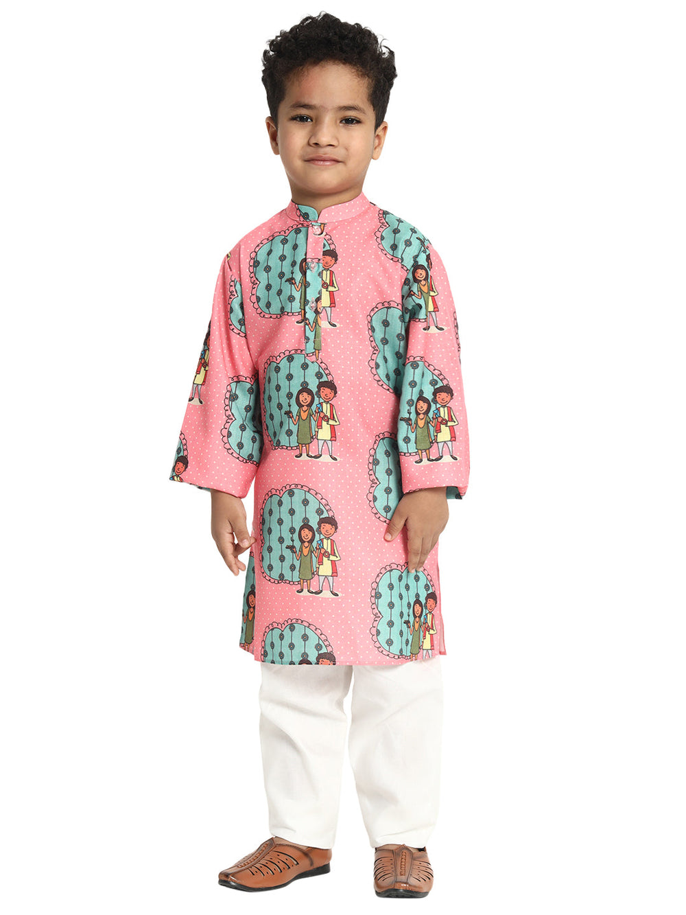 Thread Of Love Rakhi Print Pajama Kurta Set