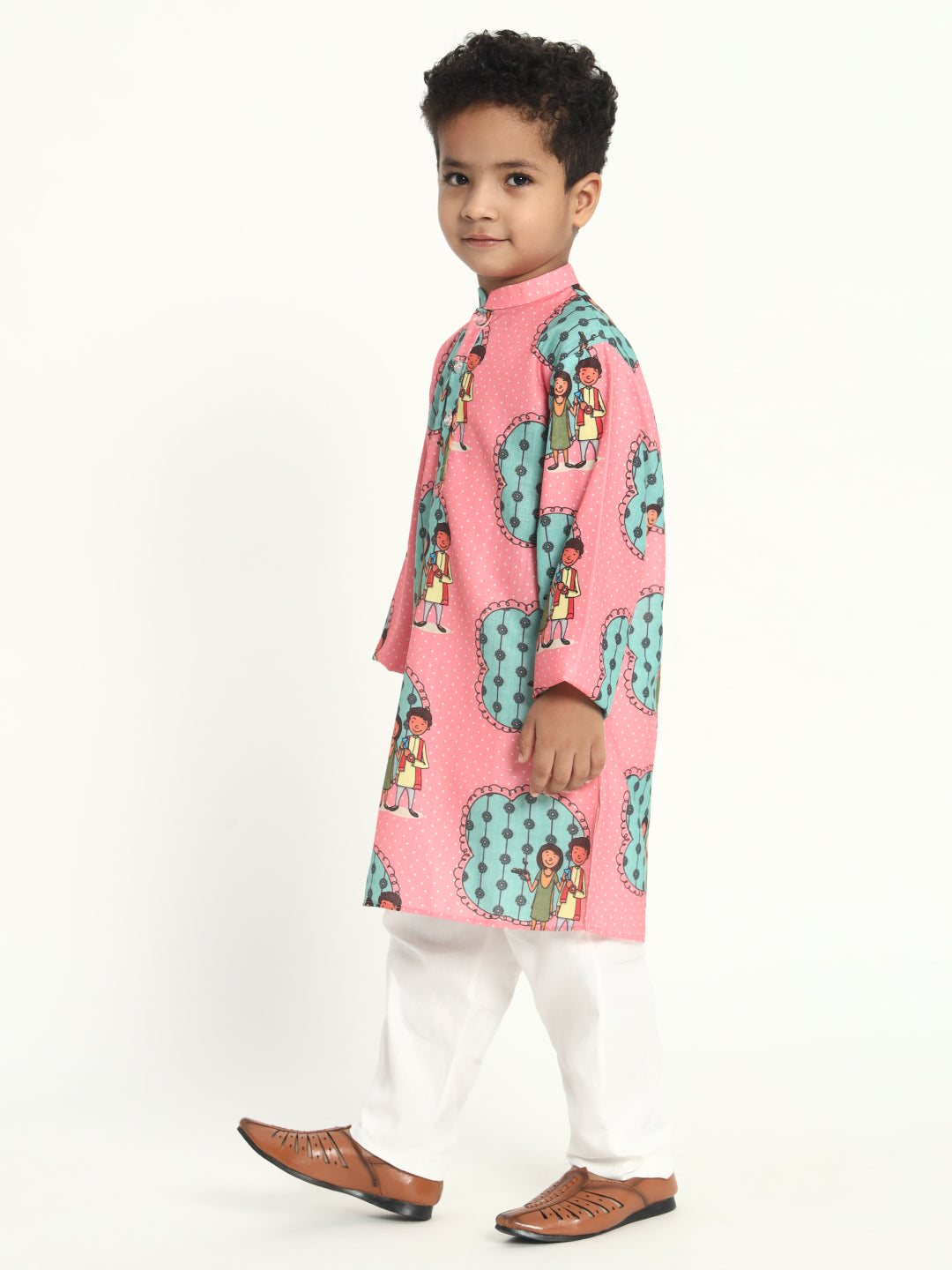 Thread Of Love Rakhi Print Pajama Kurta Set