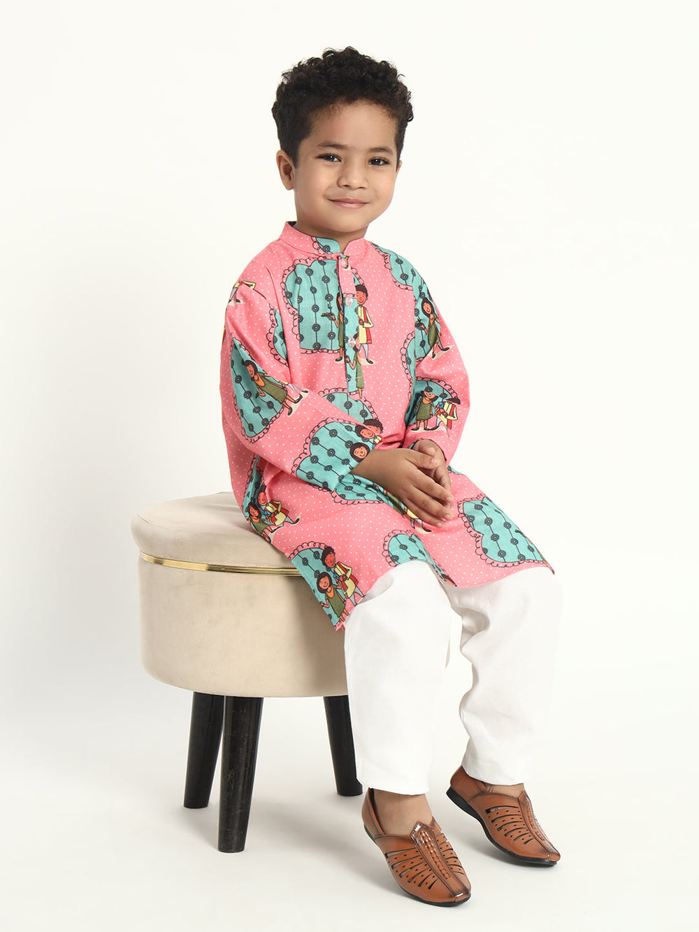 Thread Of Love Rakhi Print Pajama Kurta Set