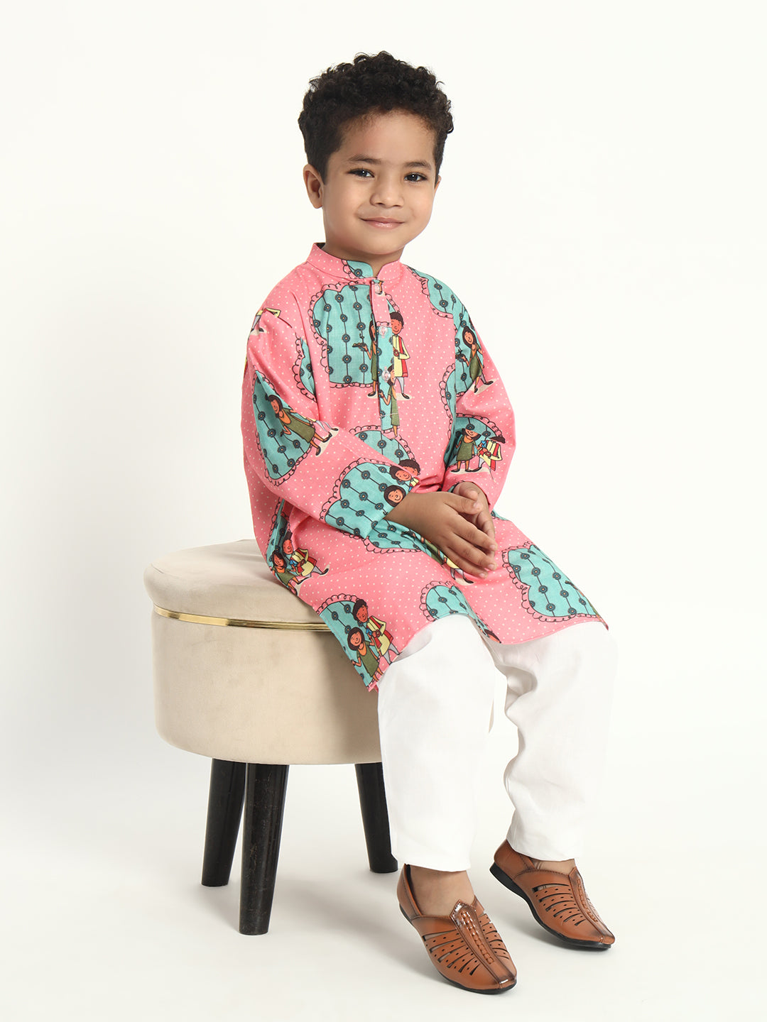Thread Of Love Rakhi Print Pajama Kurta Set