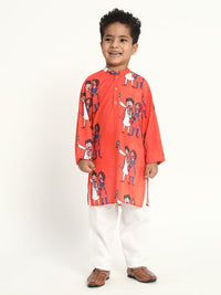 Selfie Together Rakhi Print Pajama Kurta Set