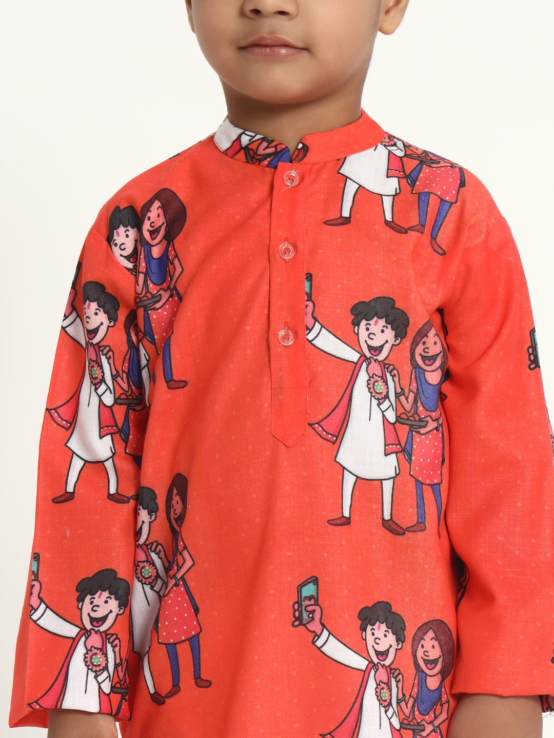 Selfie Together Rakhi Print Pajama Kurta Set