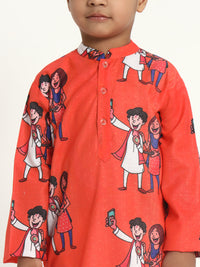 Selfie Together Rakhi Print Pajama Kurta Set