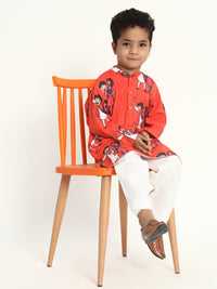 Selfie Together Rakhi Print Pajama Kurta Set