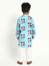 Brother And Sister Forever Rakhi Print Pajama Kurta Set