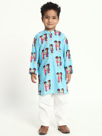 Brother And Sister Forever Rakhi Print Pajama Kurta Set
