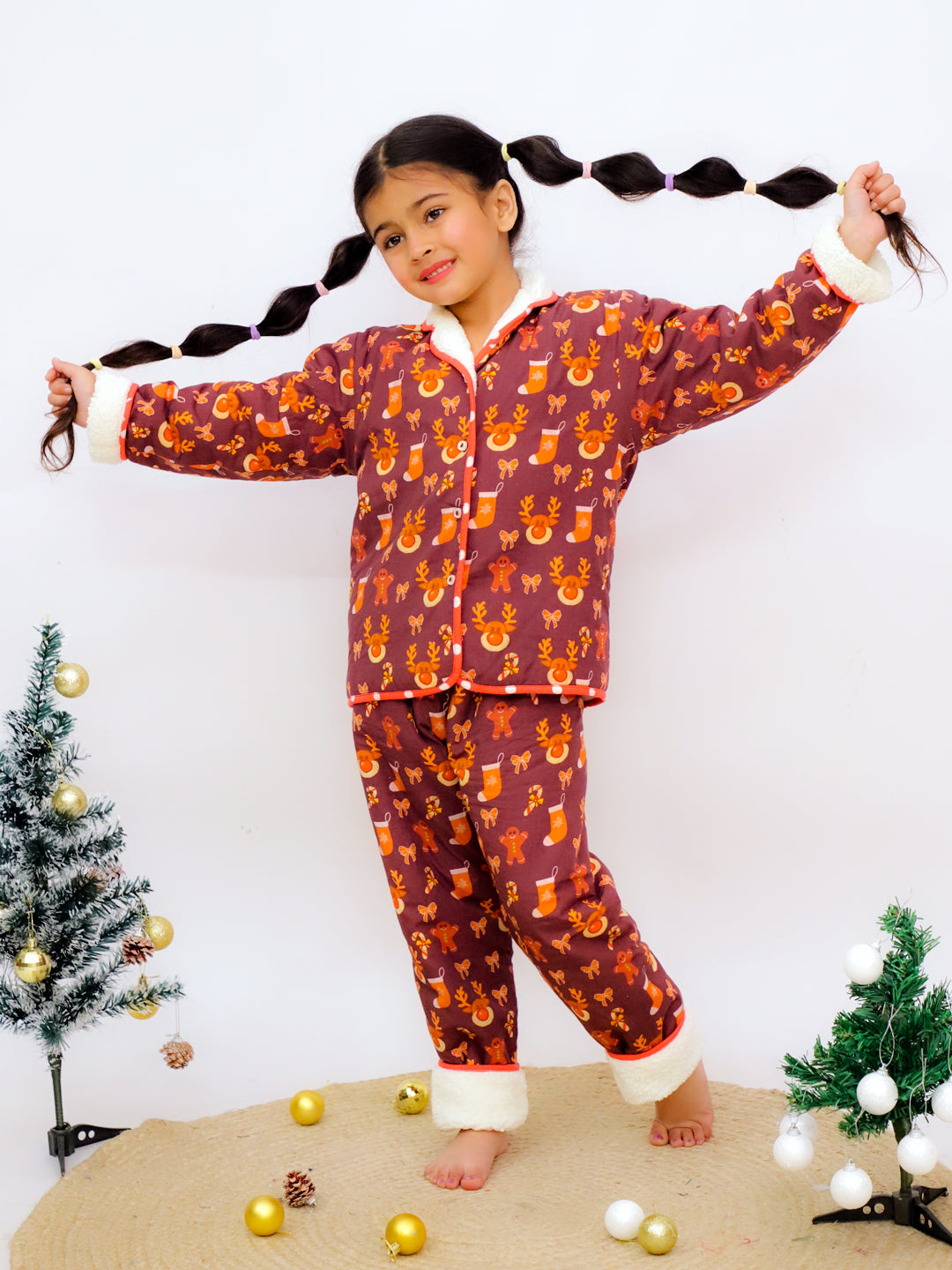 Happy Reindeer ! Warm Sherpa Nightwear Pj Set