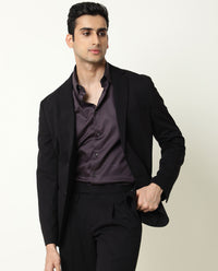 Rare Rabbit Men's Como Purple Satin Plain Regular Fit Full Sleeve Button-Down Collar Shirt