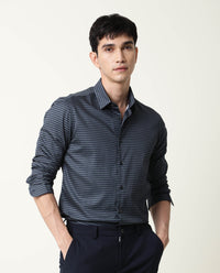 Rare Rabbit Men's Millyy Green Cotton Geometric Print Regular Fit Full Sleeve Collared Shirt