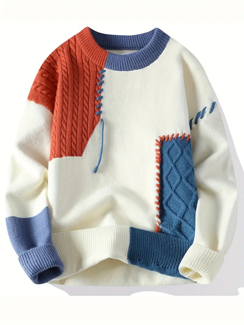 Clothic™ Patchwork Knitted Sweater – Vintage Colorblock Unisex