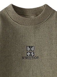 Clothic™ Minimal Embroidered Knit Sweater – Olive Green
