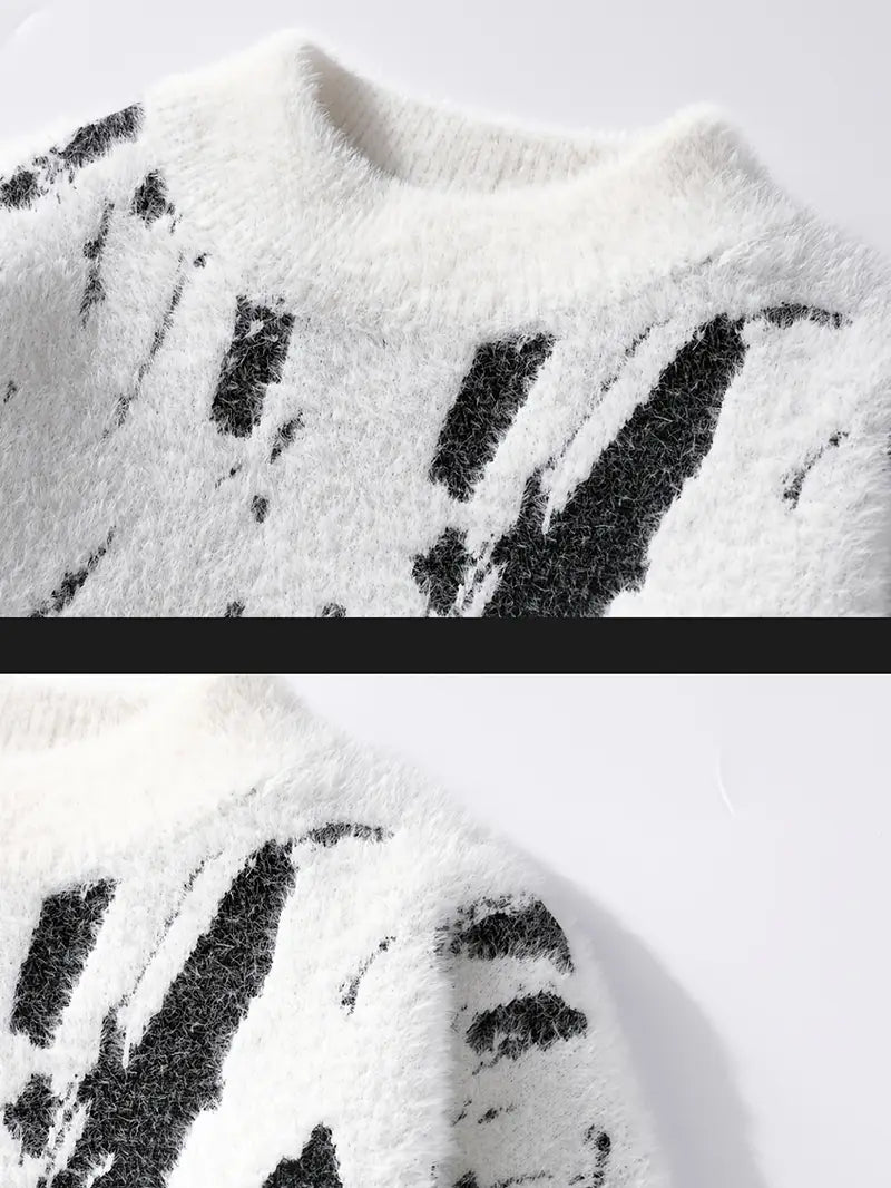 Clothic™ Abstract Black & White Knitted Sweater