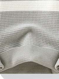 Clothic™ Textured Knit Sweater – Cream & Gray Block Stripe