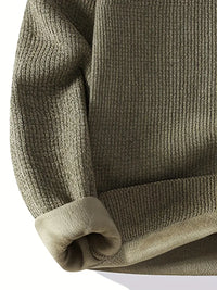 Clothic™ Minimal Embroidered Knit Sweater – Olive Green