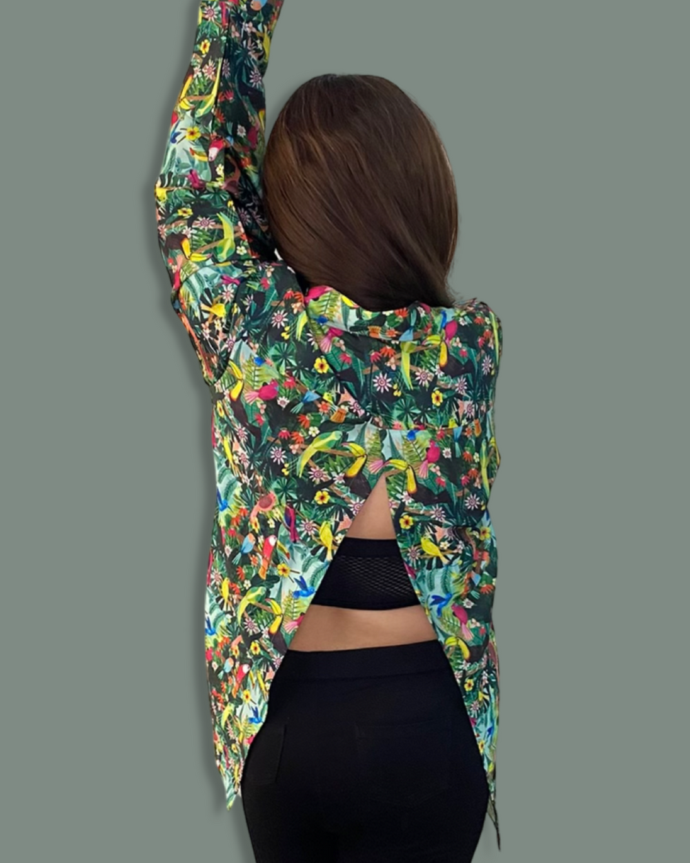 Tropical Rainforest Printed Satin Shirt