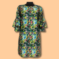 Tropical Rainforest Printed Satin Dress