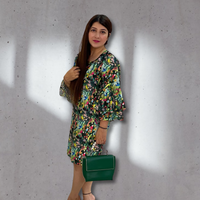 Tropical Rainforest Printed Satin Dress